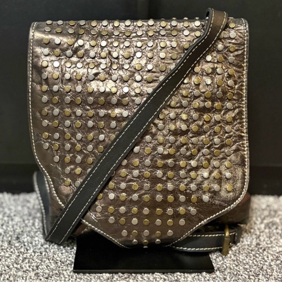Patricia Nash Handbags - Patricia Nash Studded Metallic Bronze Italian Leather Crossbody Bag